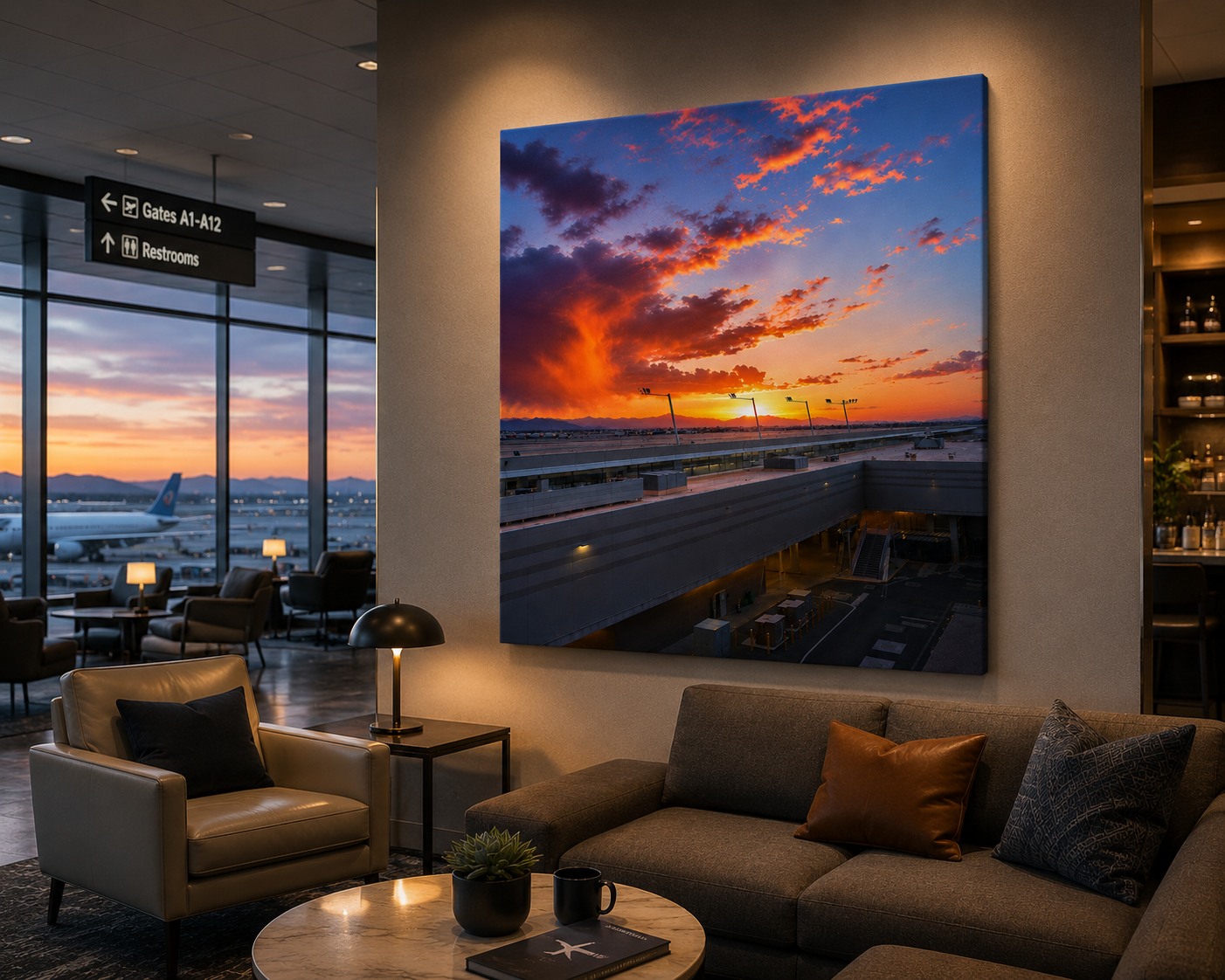 Gateway to Adventure – Airport Sunset Canvas Wall Art