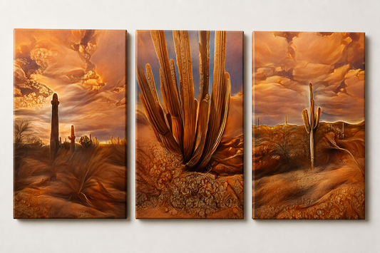 Desert Dreams – 3-Piece Southwestern Cactus Canvas Set
