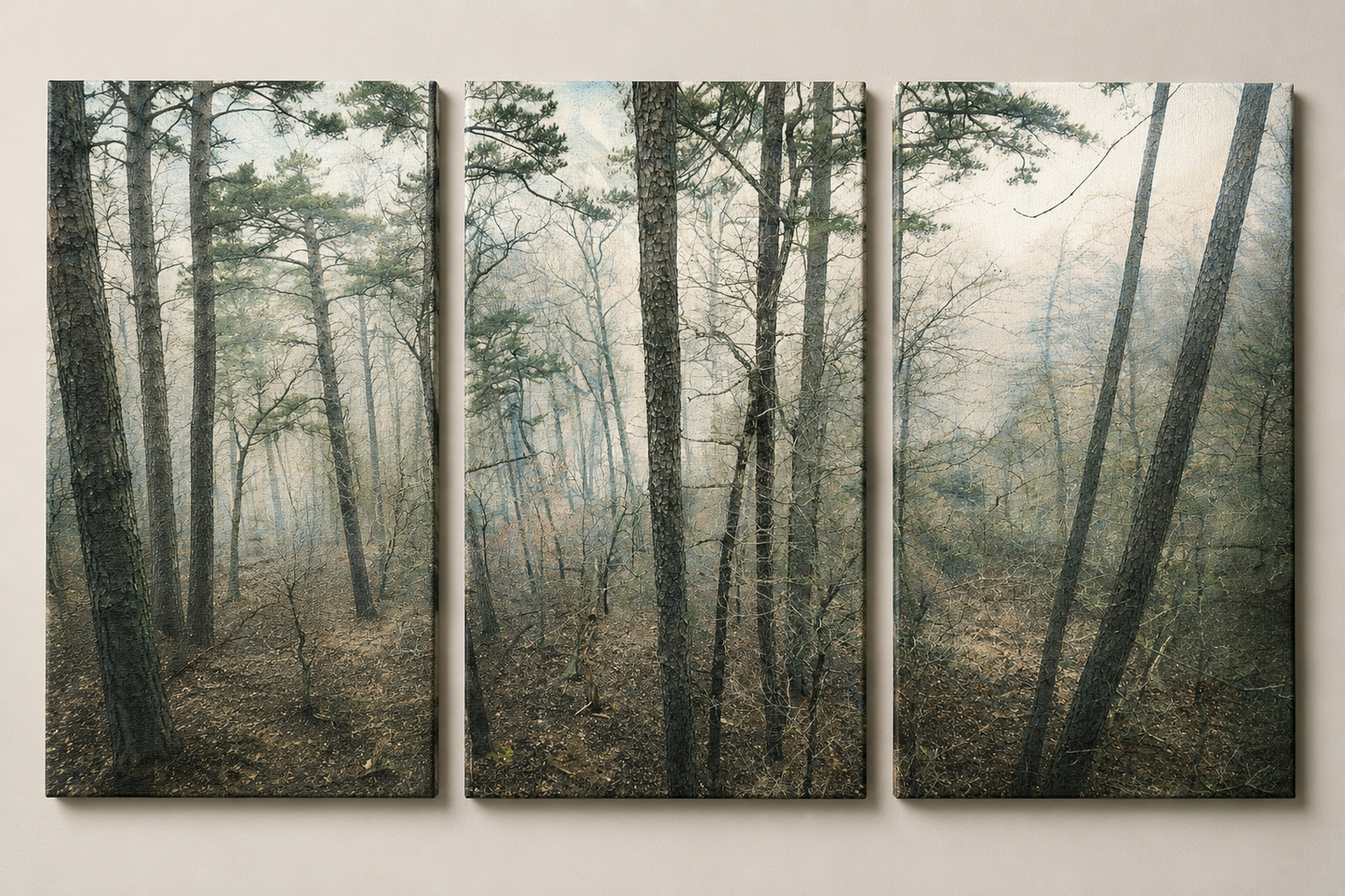 Whispering Pines – 3-Piece Forest Canvas Wall Art Set